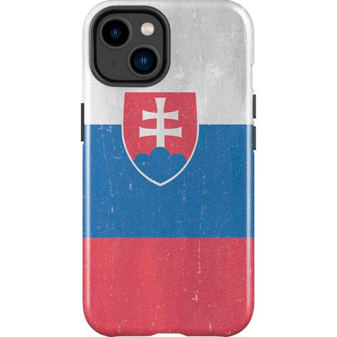 Slovakia Flag Distressed iPhone 14 Plus Impact Case